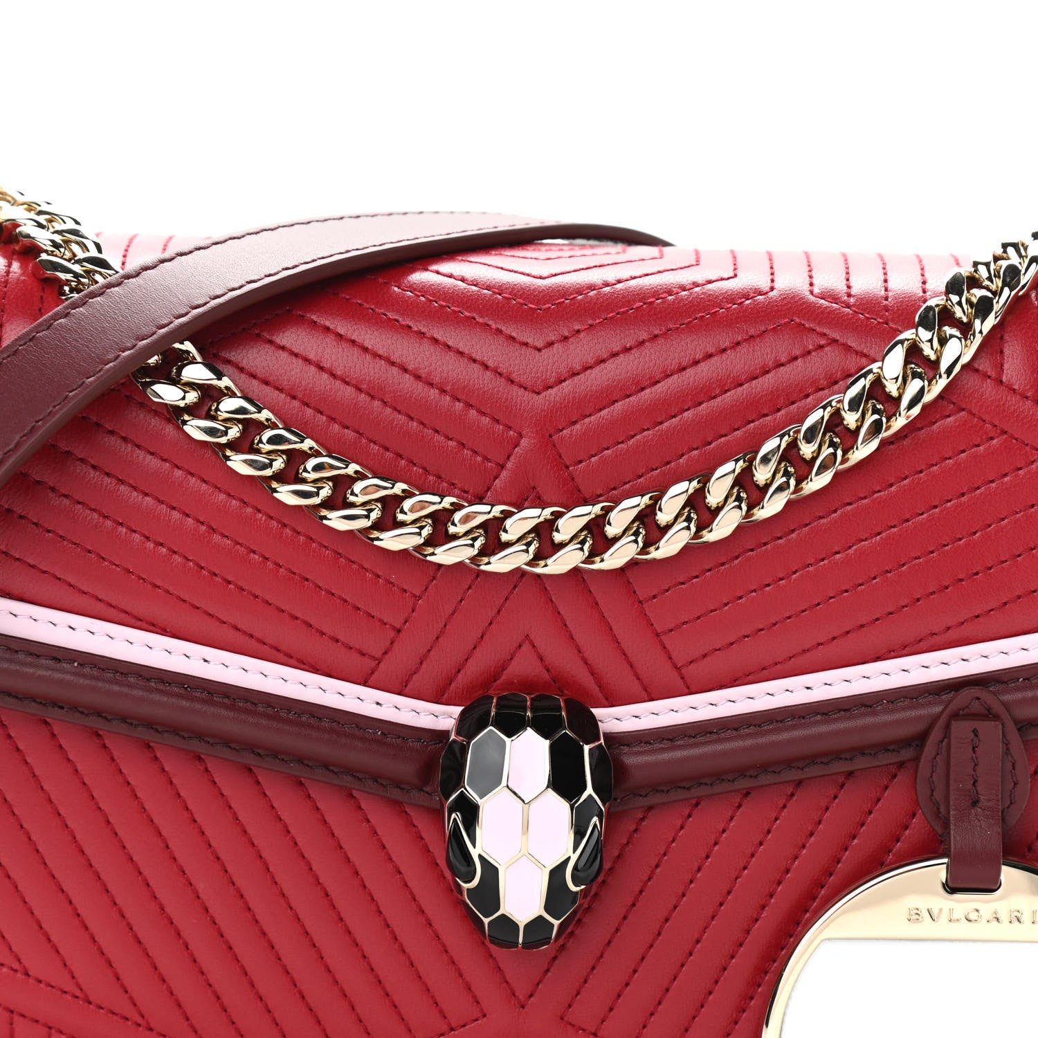 Bulgari Quilted Nappa Smooth Calfskin Serpenti Forever Diamond Blast Shoulder Bag Red 8 of 10