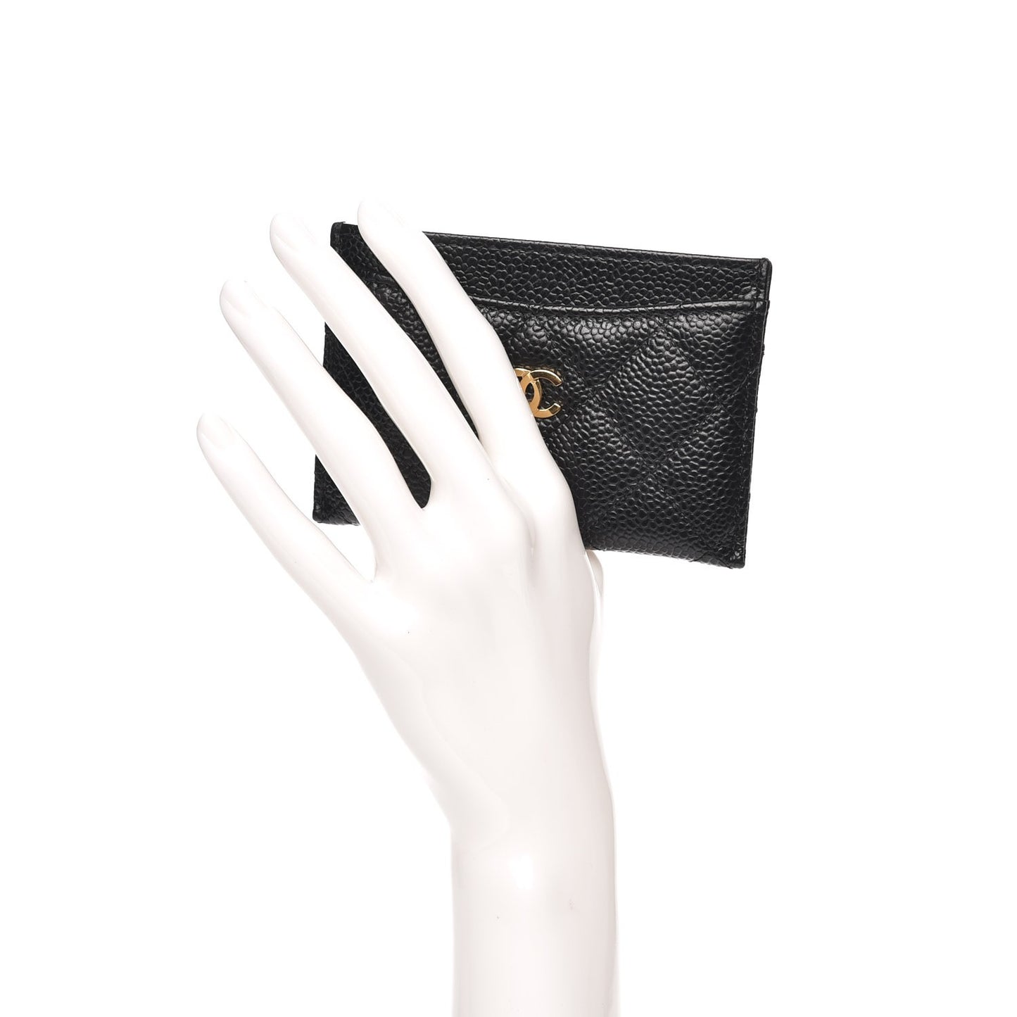 Caviar Quilted Card Holder Black