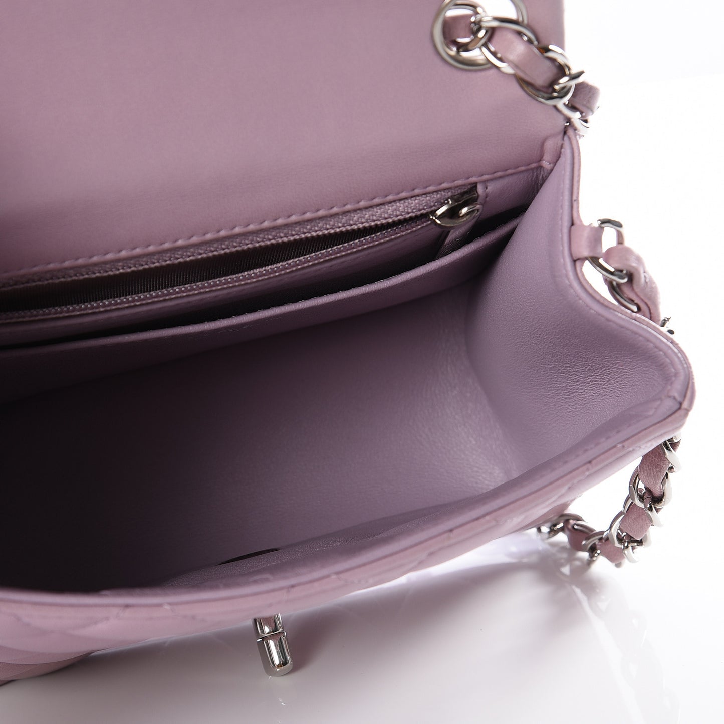 Lambskin Quilted Mini Square Flap Light Purple