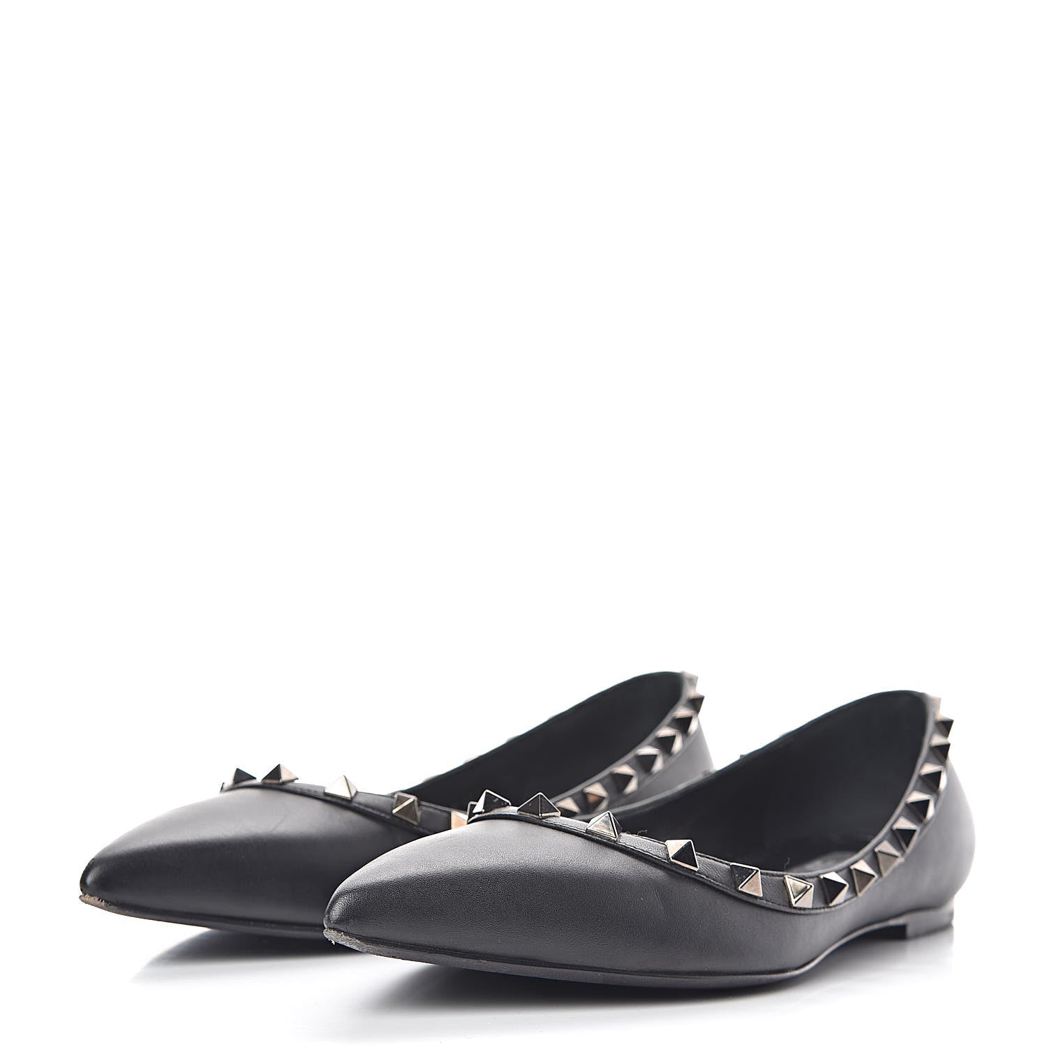 Valentino Garavani Calfskin Rockstud Ballerina Flats 38 Black 3 of 13