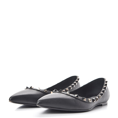 Valentino Garavani Calfskin Rockstud Ballerina Flats 38 Black 3 of 13