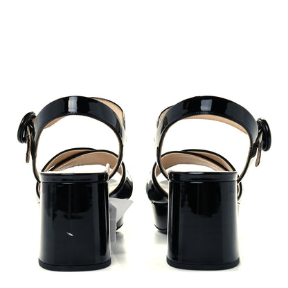 Prada Vernice Crisscross Platform 20/65mm Sandals 37 Black 6 of 11