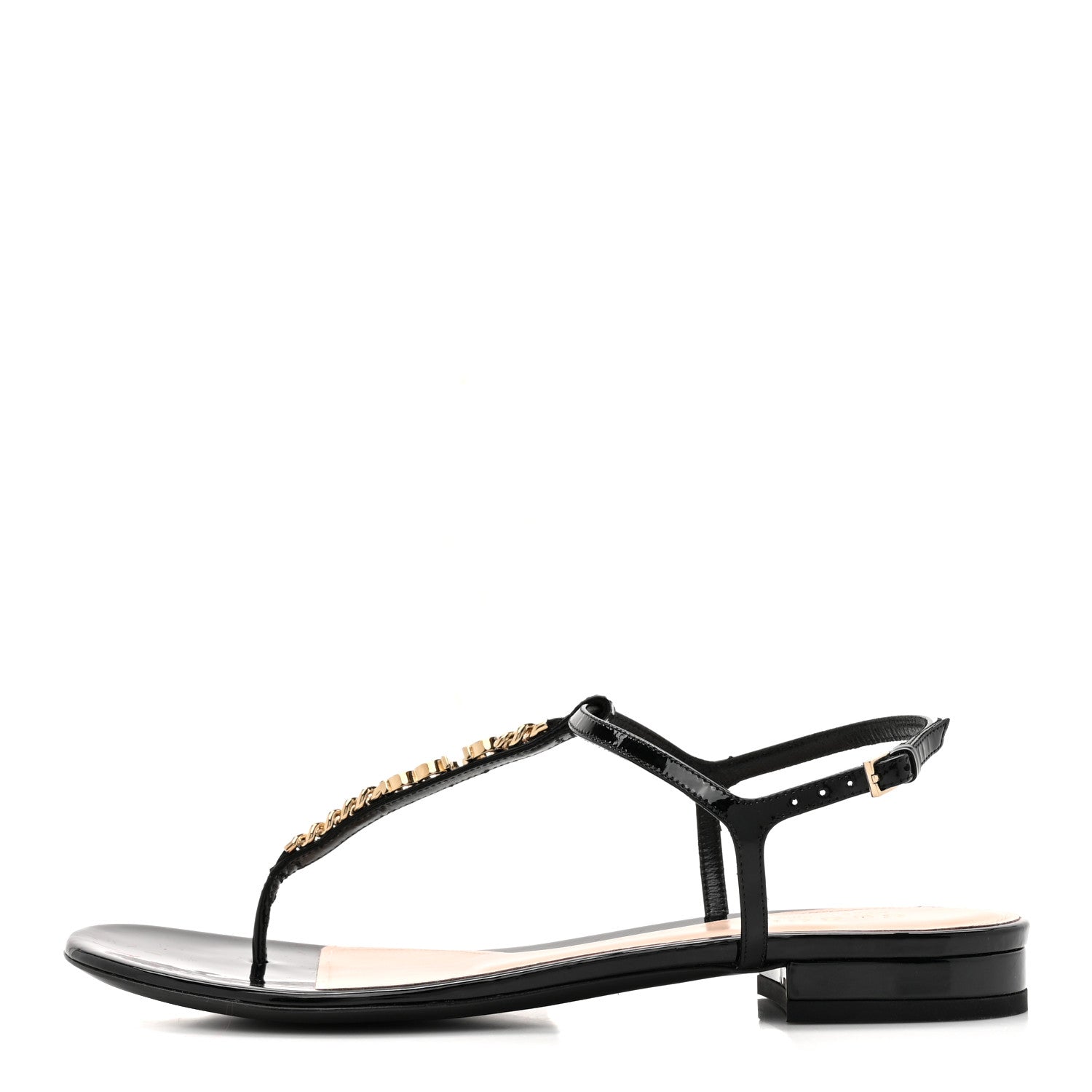 Gucci Patent Signoria Thong Sandals 39 Black 1 of 11