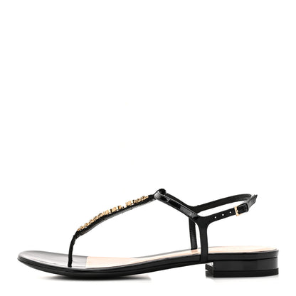 Gucci Patent Signoria Thong Sandals 39 Black 1 of 11