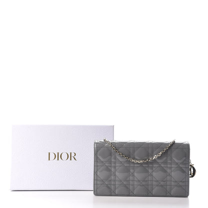 Christian Dior Patent Cannage Lady Dior Clutch Grey Stone 10 of 10