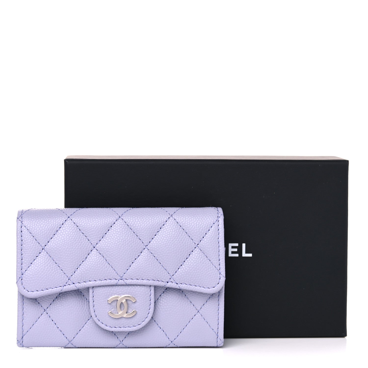 Chanel Caviar Quilted Flap Card Holder Wallet Light Purple 9 of 9