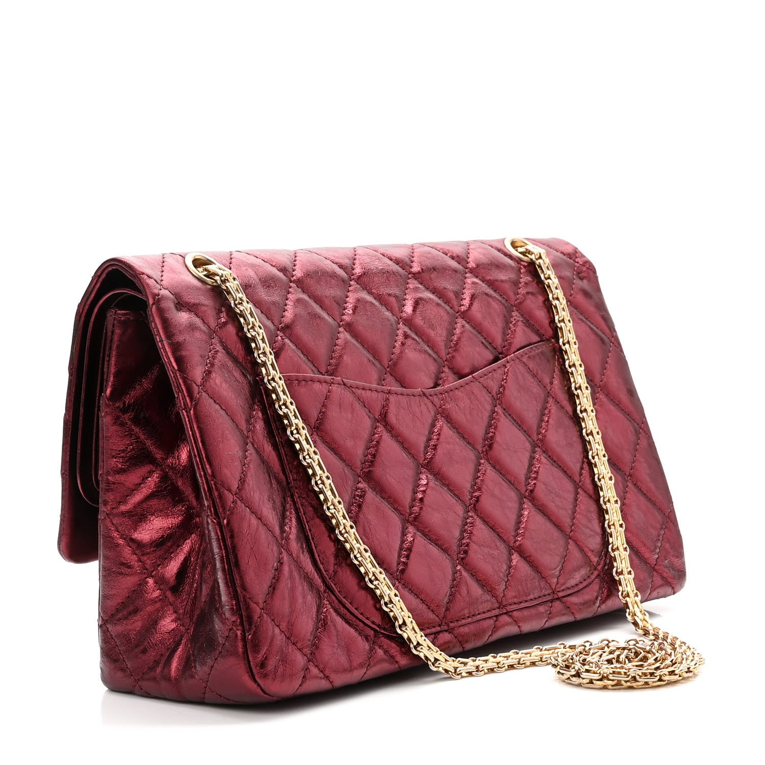 Chanel Metallic Aged Calfskin Quilted 2.55 Reissue 227 Flap Dark Red 3 of 11