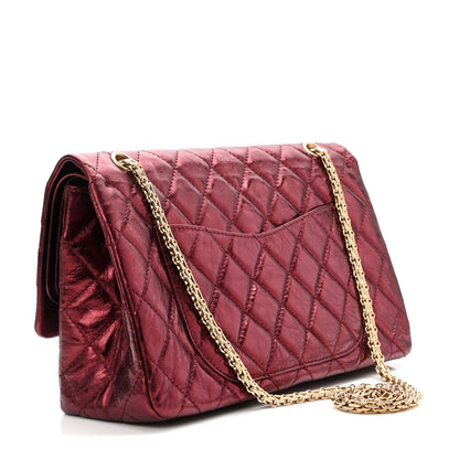 Chanel Metallic Aged Calfskin Quilted 2.55 Reissue 227 Flap Dark Red 3 of 11
