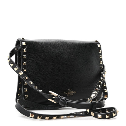 Valentino Garavani Pebbled Calfskin Medium Rockstud Flip Lock Crossbody Bag Black 3 of 9