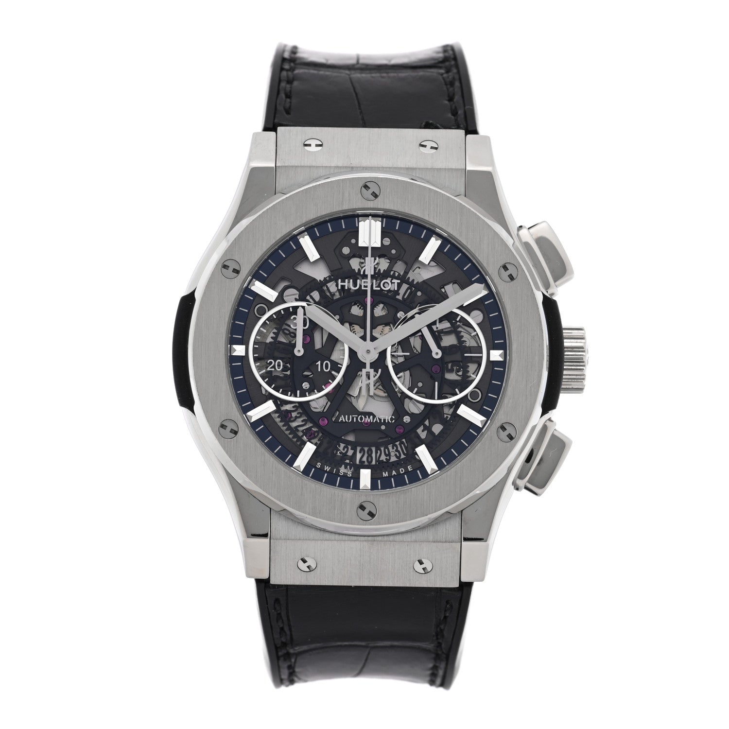Hublot Titanium Alligator 45mm Classic Fusion Aerofusion Chronograph Automatic Watch Black 525.NX.0170.LR 1 of 5