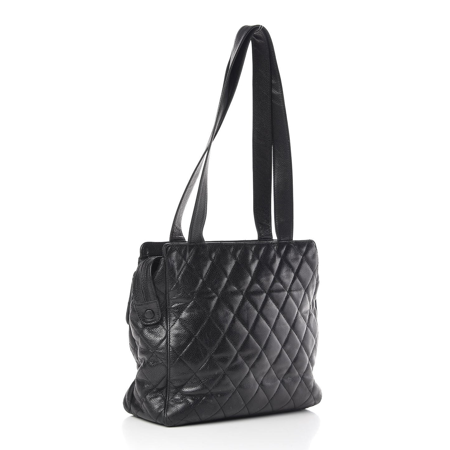 Caviar Quilted Flap Shoulder Bag Black