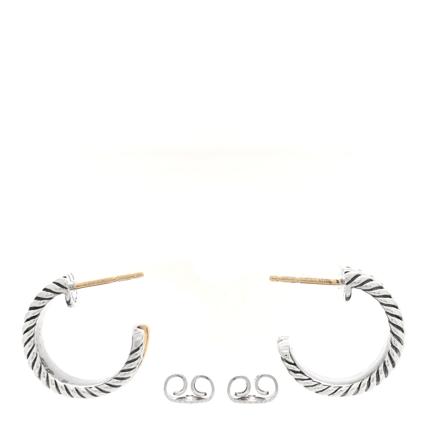 David Yurman Sterling Silver 14K Yellow Gold 15.6mm Cable Classics Hoop Earrings 3 of 4