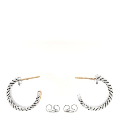 David Yurman Sterling Silver 14K Yellow Gold 15.6mm Cable Classics Hoop Earrings 3 of 4
