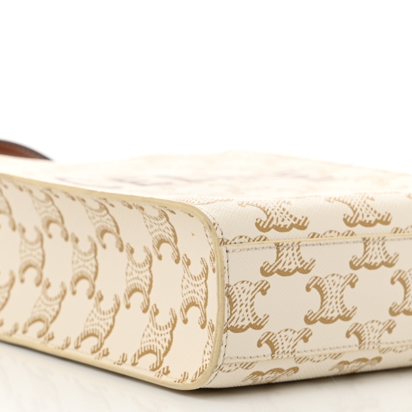 Triomphe Canvas Calfskin Mini Vertical Cabas White