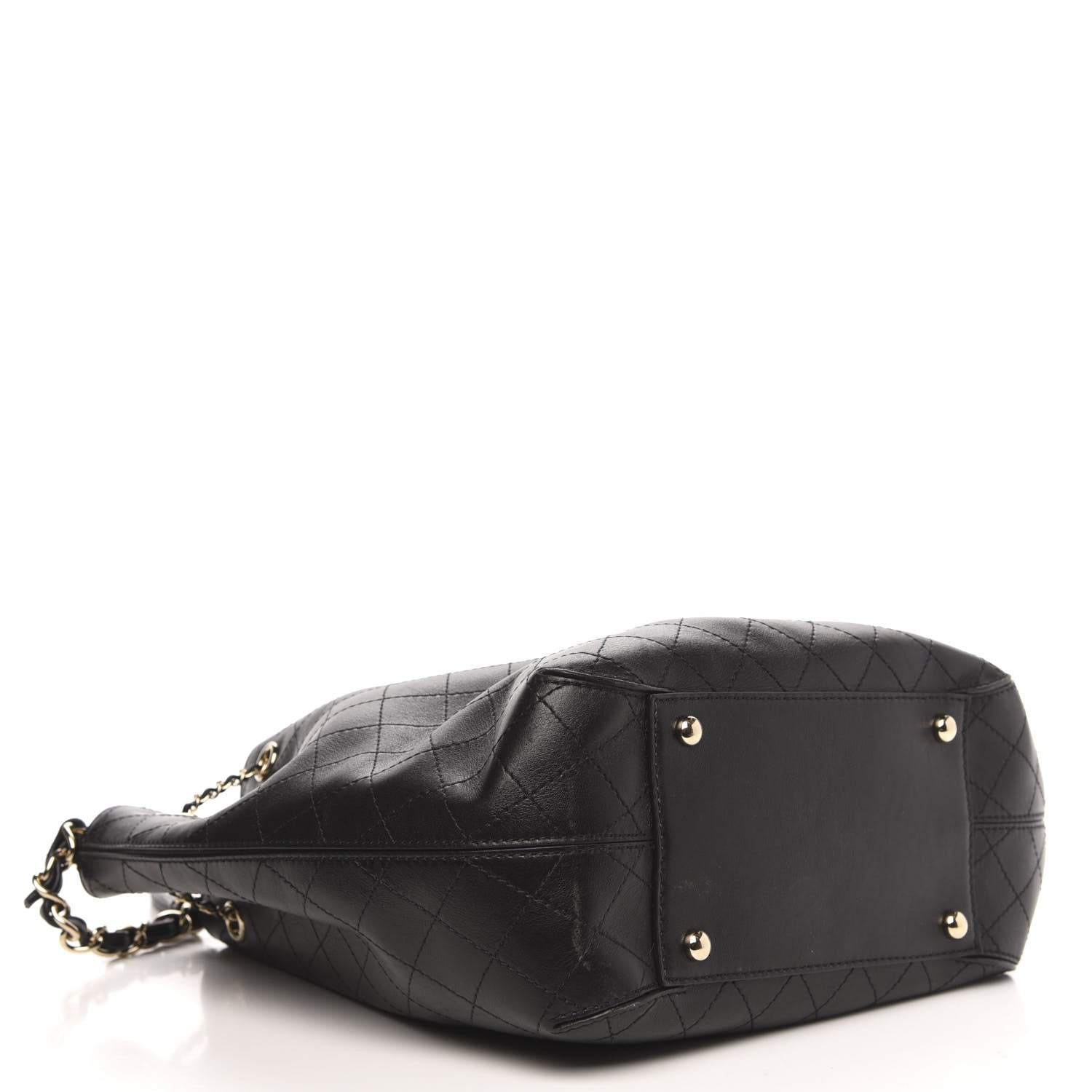 Chanel Calfskin Stitched Drawstring Bag Black 4 of 11