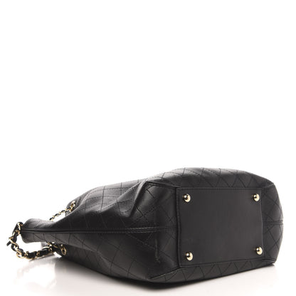 Chanel Calfskin Stitched Drawstring Bag Black 4 of 11