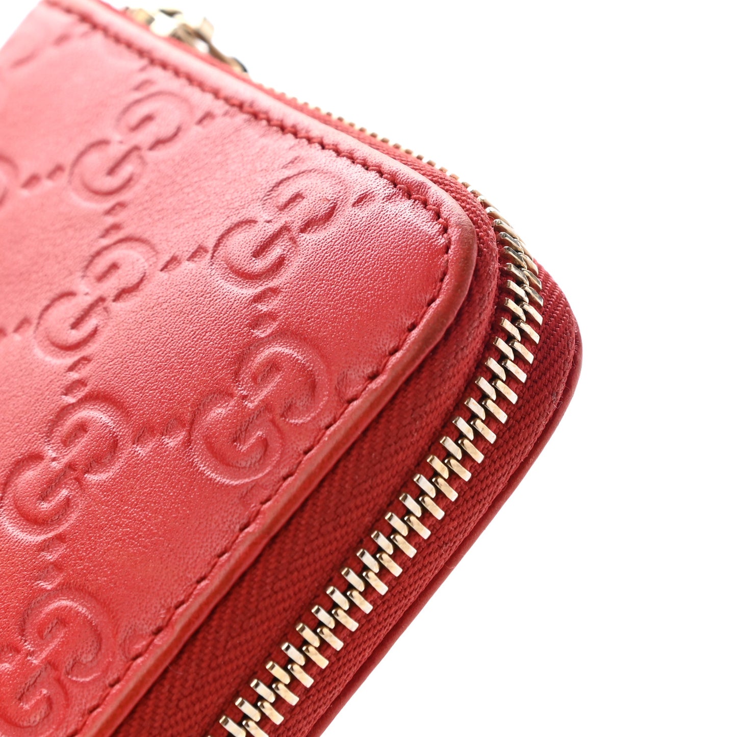 Guccissima Vitello Tender Zip Around Wallet Sporting Red
