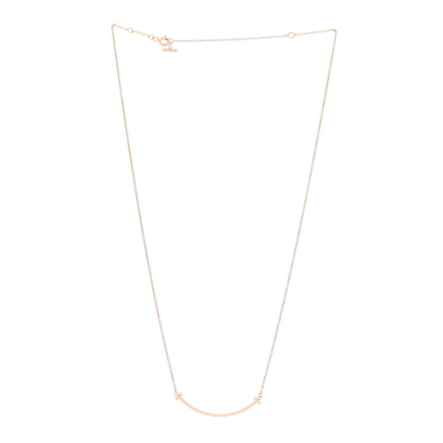 18K Rose Gold Small T Smile Pendant Necklace