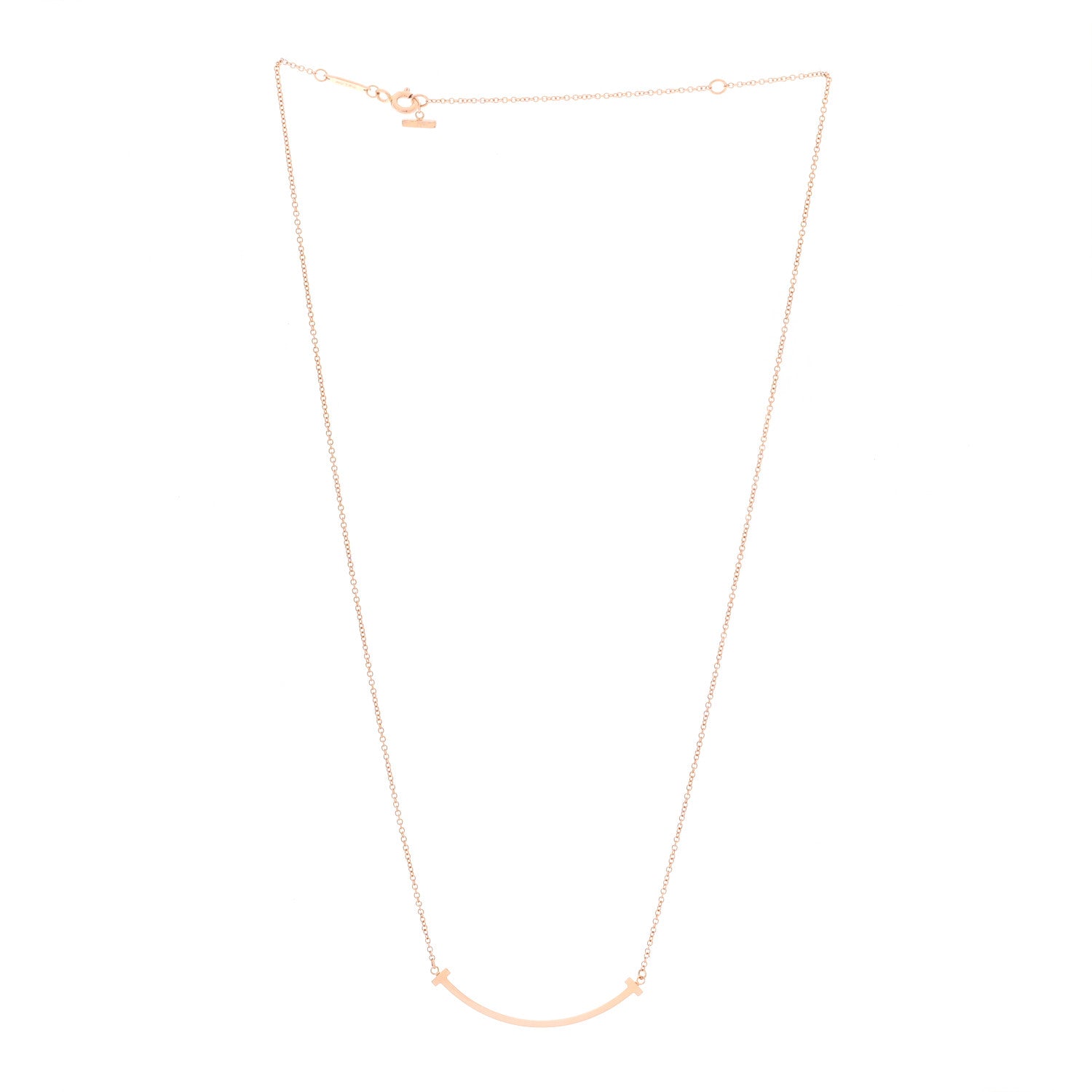 Tiffany 18K Rose Gold Small T Smile Pendant Necklace 3 of 6