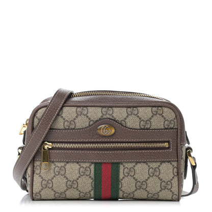 Gucci GG Supreme Monogram Web Mini Ophidia Shoulder Bag Brown 1 of 11