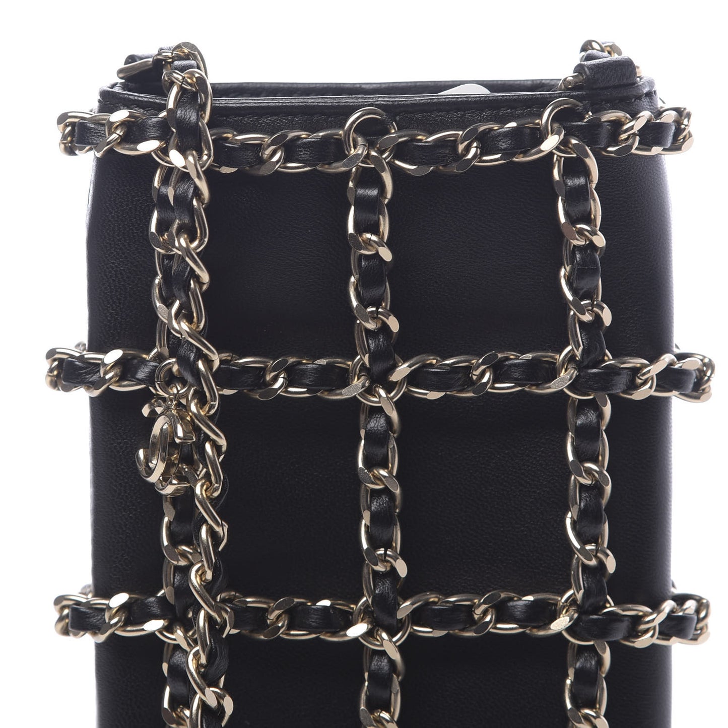 Lambskin Tech Me Out Clutch With Chain Black