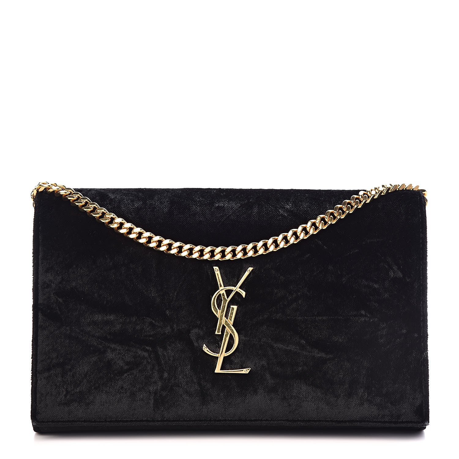 Saint Laurent Velvet Monogram Chain Wallet Black 1 of 11