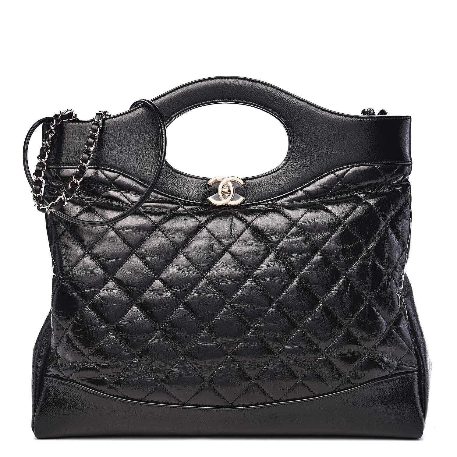 Chanel Aged Calfskin Quilted Large 31 Shopping Bag Black 1 of 10