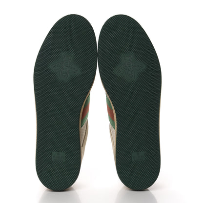 Gucci Nubuck Web Cherries Mens Screener Sneakers 13 Dusty Milk White Vintage Green 5 of 9