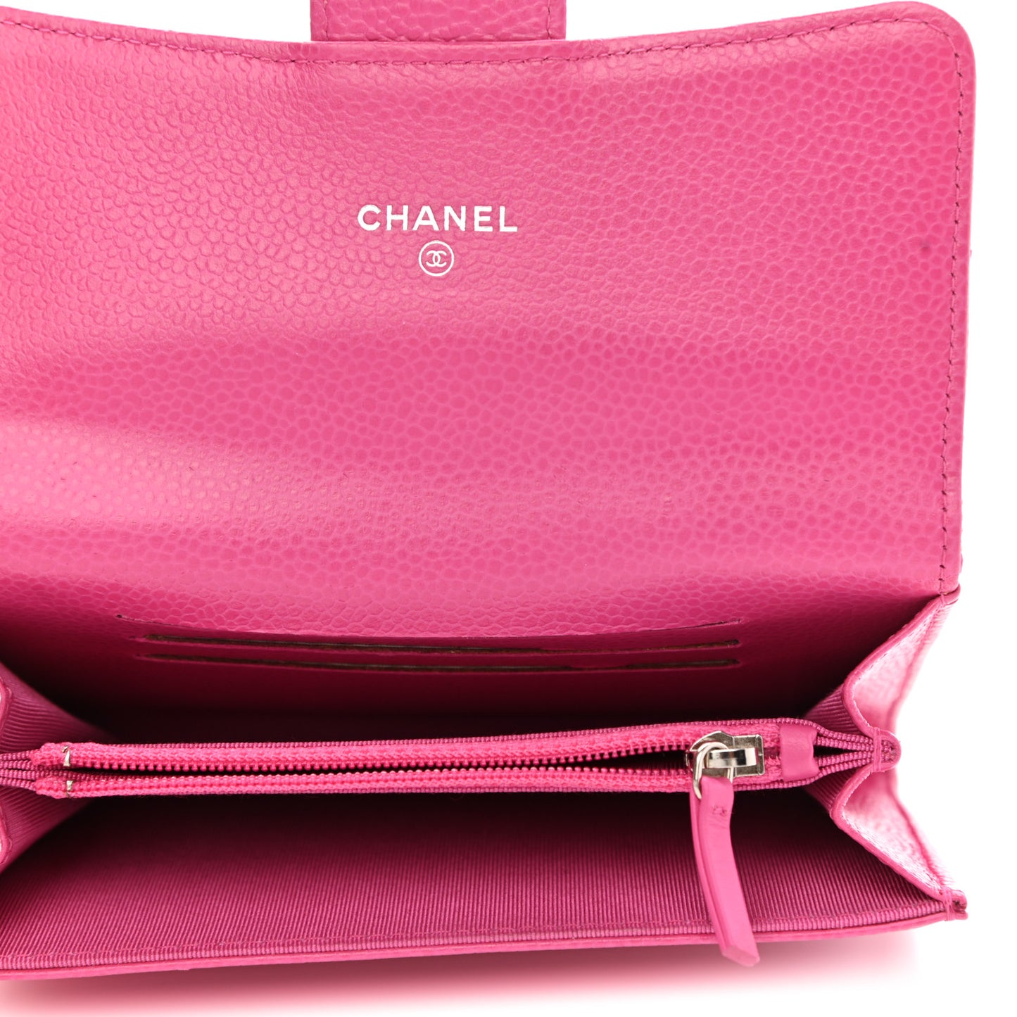 Caviar Quilted Small Flap Wallet Pink