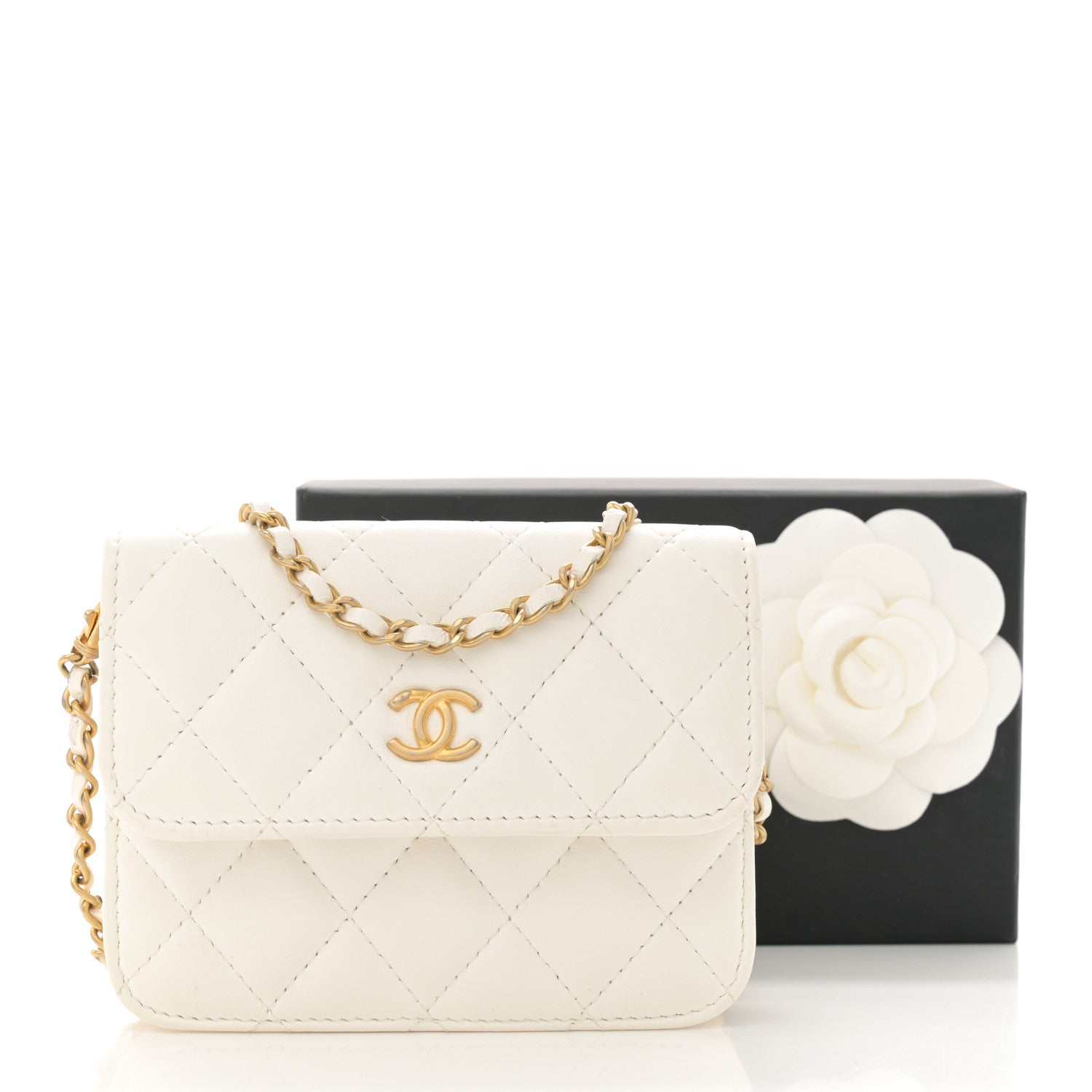 Chanel Lambskin Quilted Pearl Crush Clutch With Chain White 12 of 12