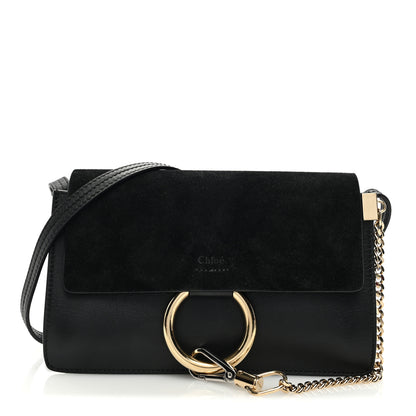 Chloe Suede Calfskin Small Faye Shoulder Bag Black 1 of 8