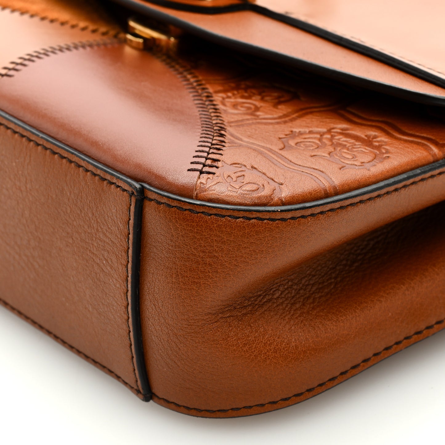 Calfskin Suede Small C Patchwork Double Carry