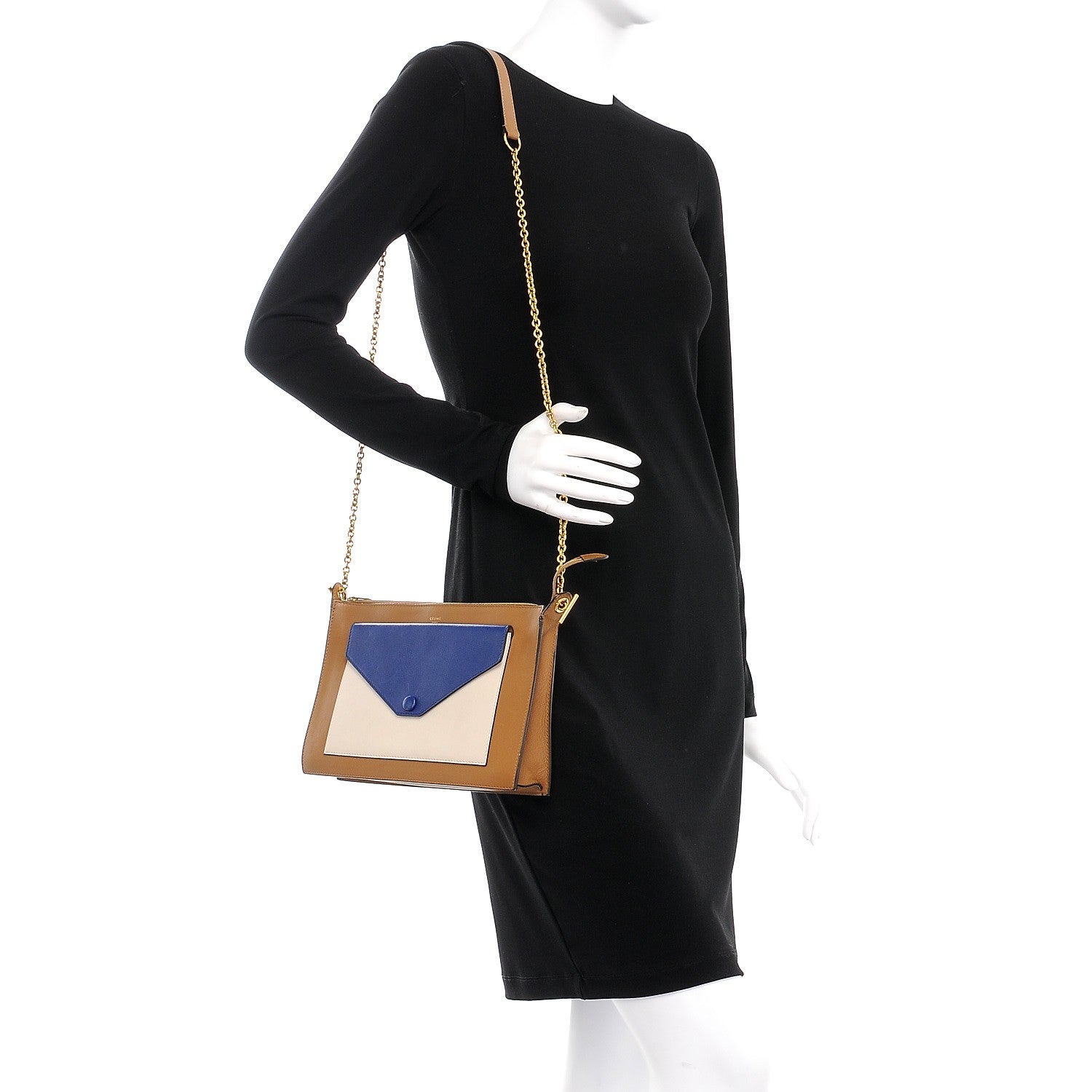 Celine Smooth Calfskin Medium Pocket Clutch On Chain Indigo 2 of 10