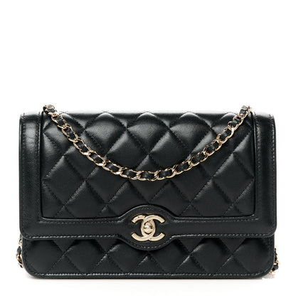 Chanel Lambskin Quilted CC Wallet On Chain WOC Black 1 of 12