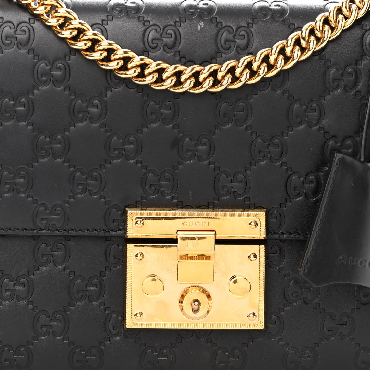 Guccissima Medium Padlock Shoulder Bag Black
