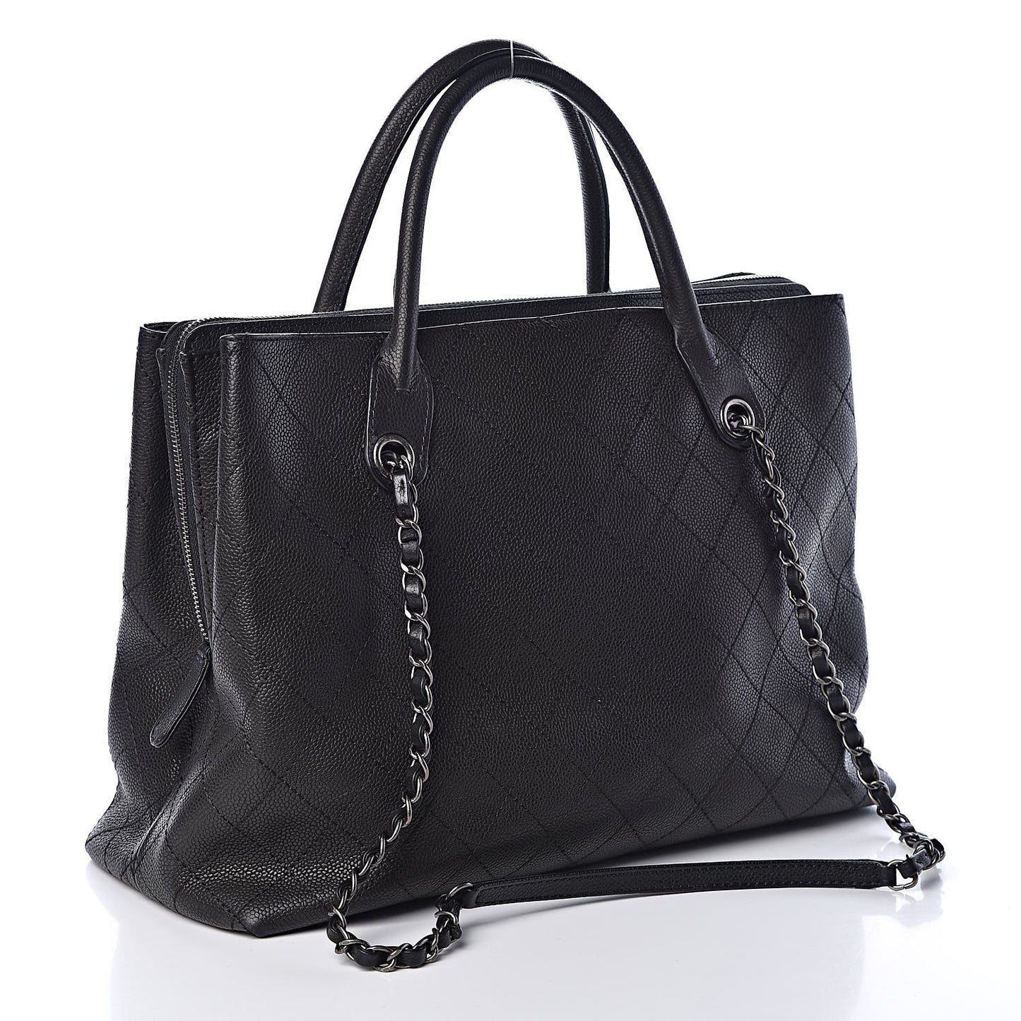 Grained Vegetal Calfskin Urban Shopping Tote Black