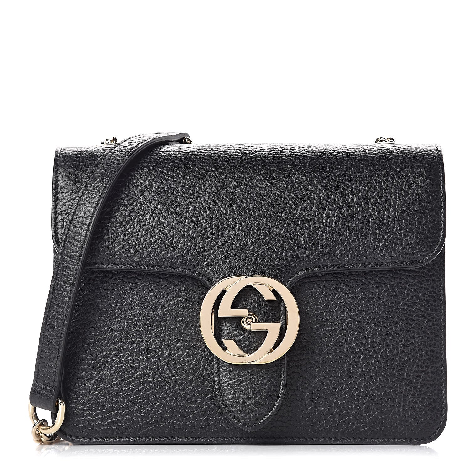 Gucci Dollar Calfskin Small Interlocking G Shoulder Bag Black 1 of 10