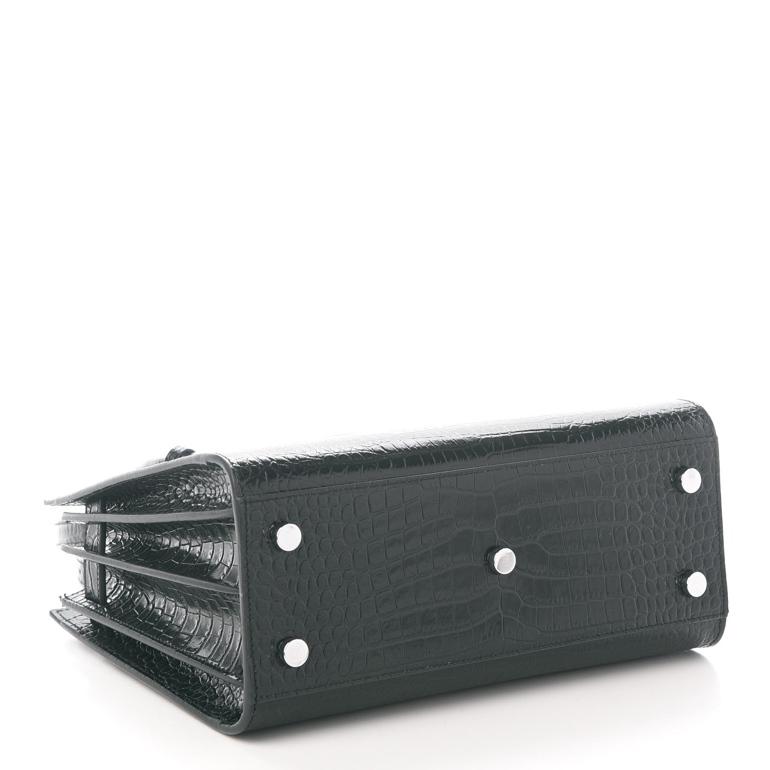 Saint Laurent Calfskin Crocodile Embossed Baby Sac De Jour Dark Leaf 3 of 9