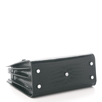 Saint Laurent Calfskin Crocodile Embossed Baby Sac De Jour Dark Leaf 3 of 9