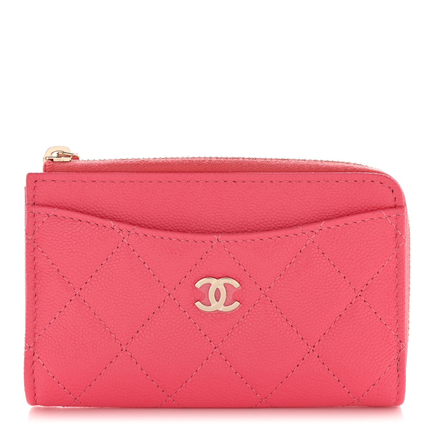 Chanel Caviar Quilted CC Zip Around Card Holder Rose 1 of 10