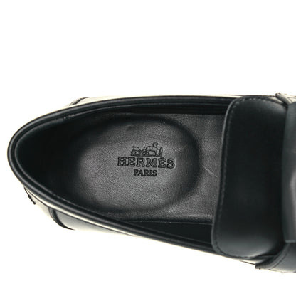 Hermes Calfskin Womens Destin Loafers 37 Black 8 of 9
