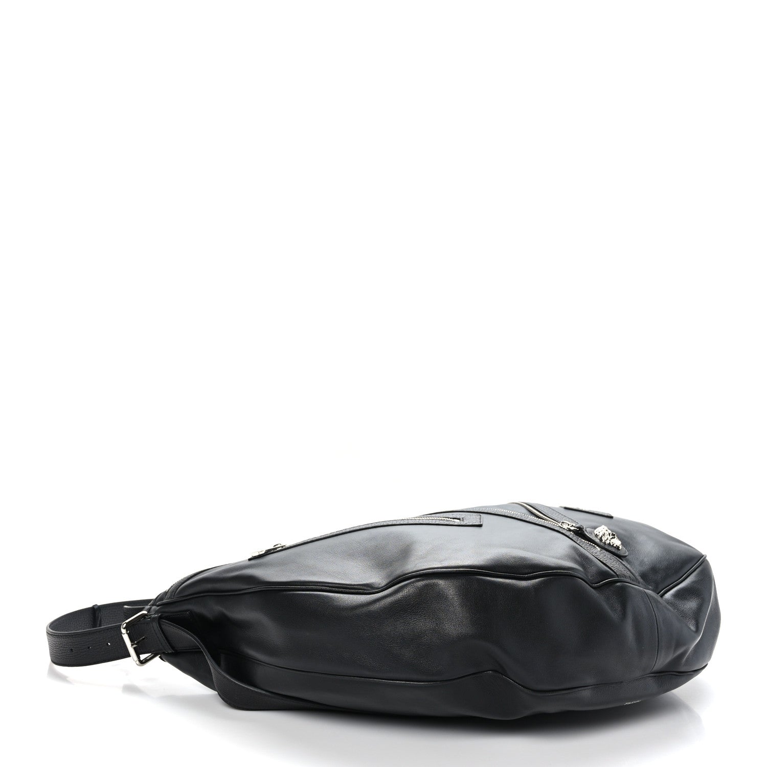 Versace Calfskin Large Repeat Zip Hobo Black 4 of 8