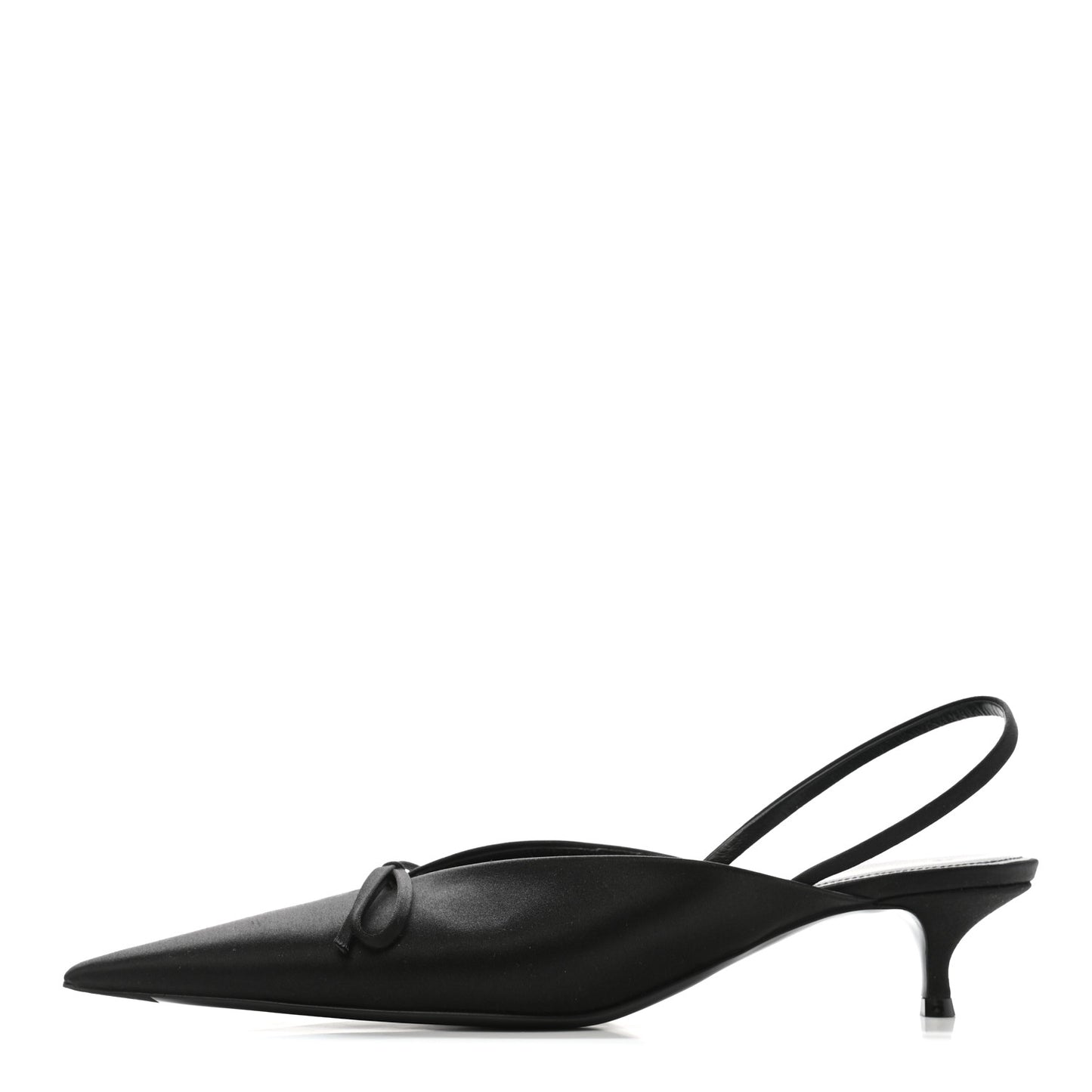 Satin Pointed Toe Knife Slingback 40mm Mules 39 Black