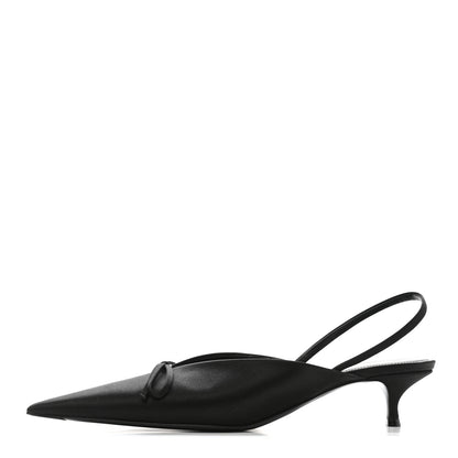Balenciaga Satin Pointed Toe Knife Slingback 40mm Mules 39 Black 1 of 9