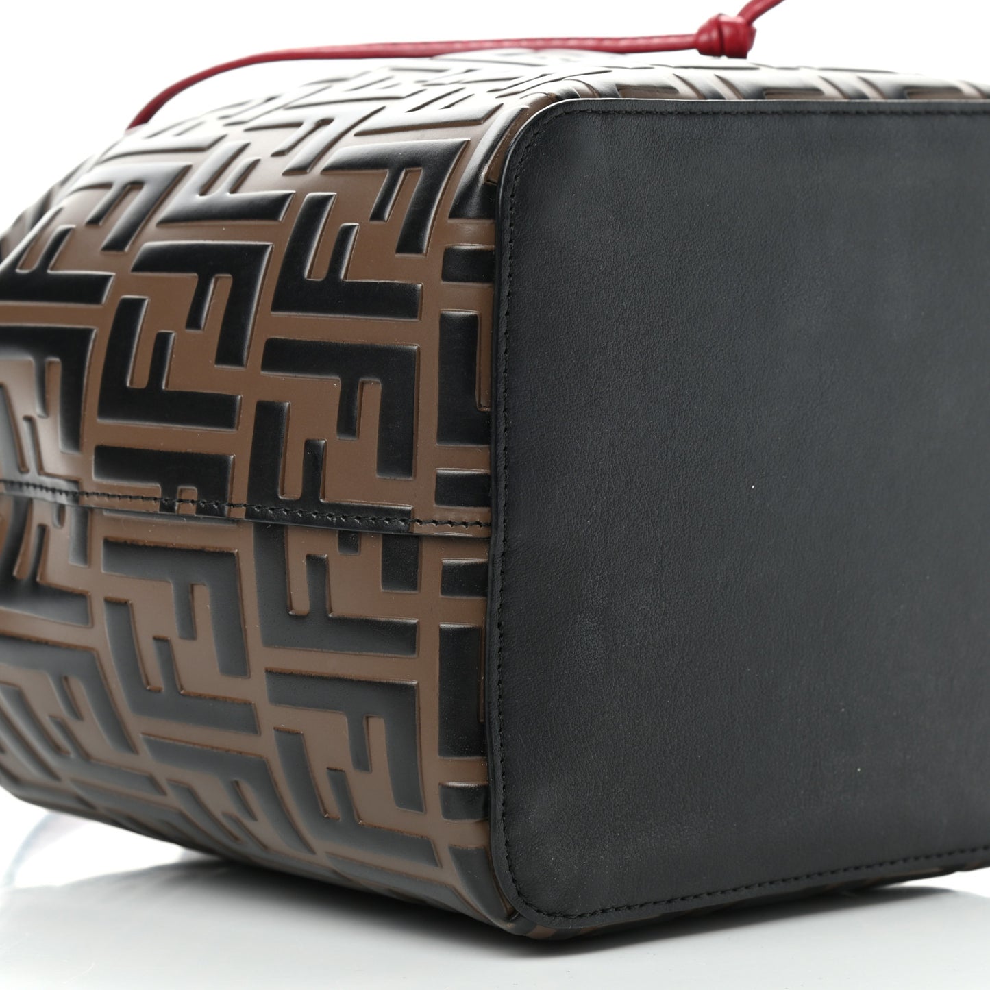 Vitello Grace F is Fendi Bi-Color FF 1974 Embossed Grande Mon Tresor Bucket Bag Maya Black Fragola