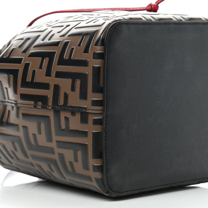 Fendi Vitello Grace F is Fendi Bi-Color FF 1974 Embossed Grande Mon Tresor Bucket Bag Maya Black Fragola 8 of 9