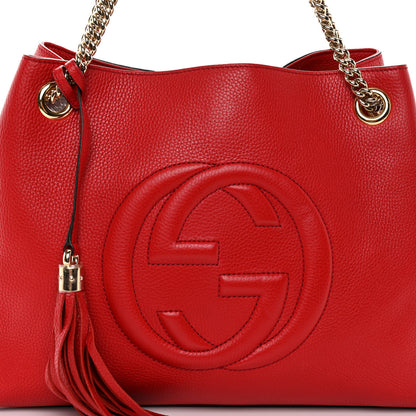 Gucci Pebbled Calfskin Medium Soho Chain Shoulder Bag Tabasco Red 8 of 11