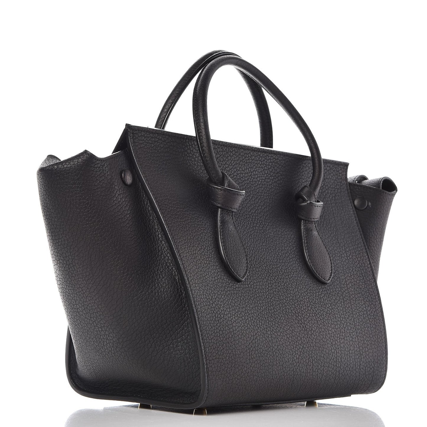 Crisped Calfskin Mini Tie Knot Tote Black