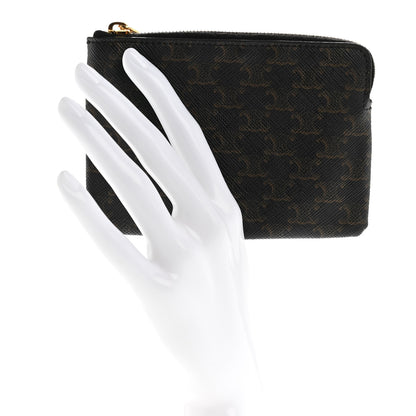 Celine Triomphe Canvas Coin and Card Pouch With Hook Black 2 of 7