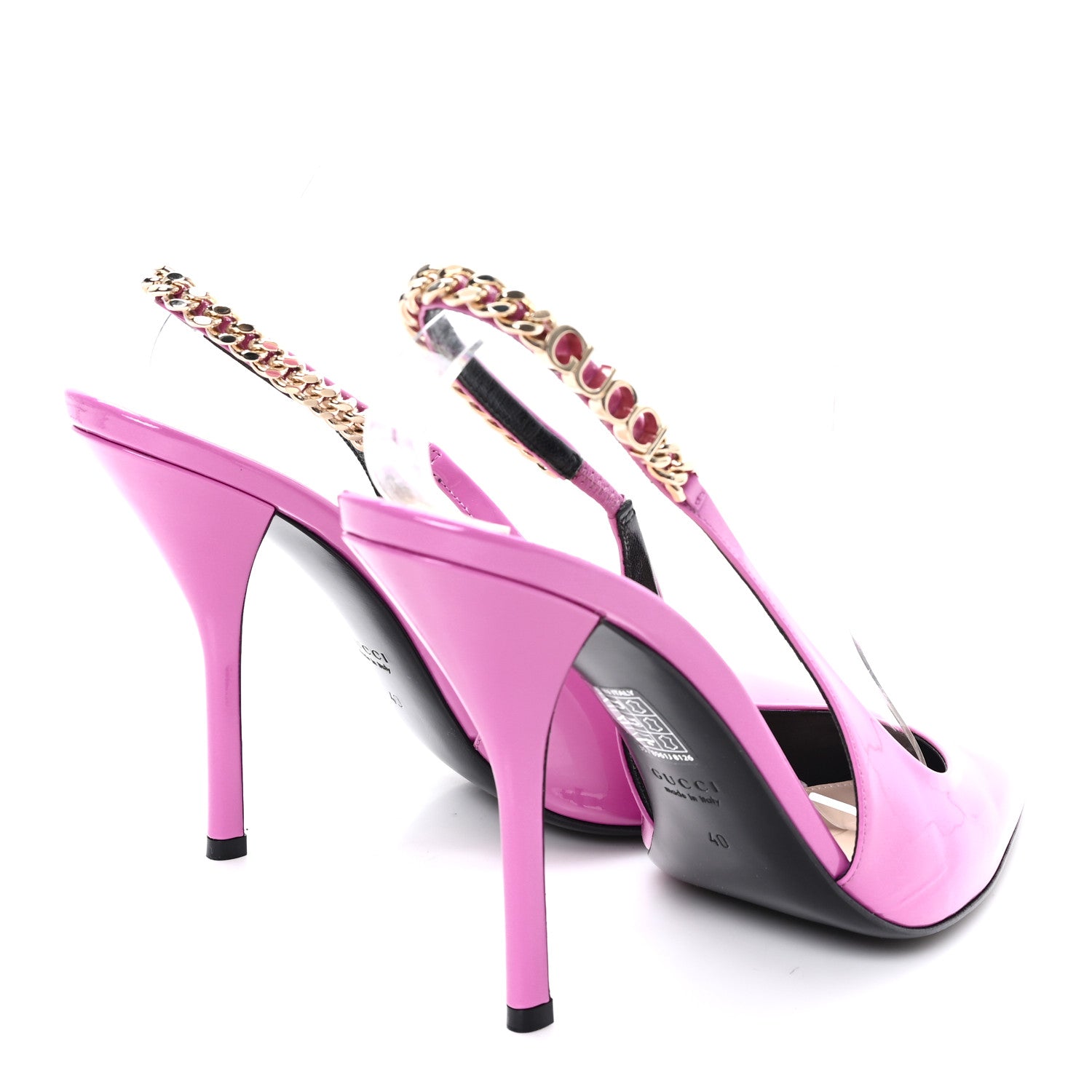 Gucci Vernice Crystal Nappa Charlotte Signoria 105 Slingback Pumps